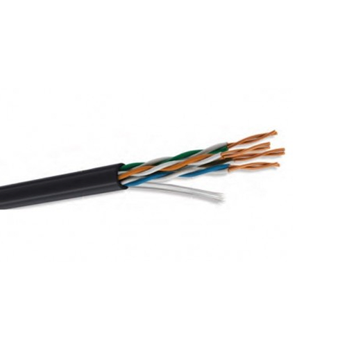 Cable UTP Cat. 5e, uso interior/exterior, sin relleno de gel, calibre 23 AWG, cubierta polietileno negro, bobina 305 mts. Mod.66545742 Cable UTP Cat. 5e, uso interior/exterior, sin relleno de gel, calibre 23 AWG, cubierta polietileno negro, bobina 305 mts. Mod.66545742