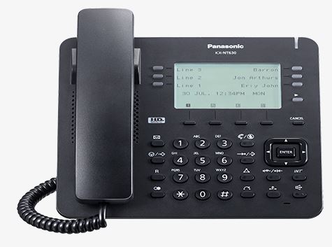 Teléfono IP-PT Propietario, Pantalla LCD 6 lineas retroiluminada, 6X4 botones CO flexibles, 2 puertos Ethernet Gb, PoE. Solo IP-PBX NS/NSX. Color negro. Mod. KX-NT630X-B Teléfono IP-PT Propietario, Pantalla LCD 6 lineas retroiluminada, 6X4 botones CO flexibles, 2 puertos Ethernet Gb, PoE. Solo IP-PBX NS/NSX. Color negro. Mod. KX-NT630X-B